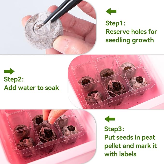 200 Pcs Peat Pellets for Seedling - 30mm Seeds Plant Starter Plugs, Compressed Fiber Garden Soil Block with 200 Labels, Plant Pods Bulk for Transplanting Herbs Flowers Vegetables