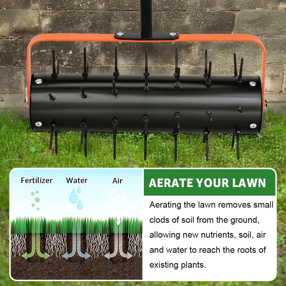 Lawn Aerator Rolling, Aerator Lawn Tool, Lawn Spike Aerator Roller, for Garden Yard Patio Lawn Aeration Soil Penetrator Push