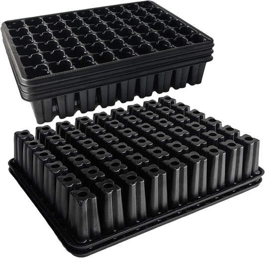 54 Cell Seed Starter Trays, 2.8" Deep Plug Tray Seedling for 1015 Nursery Tray, Super Thick Reusable Trays for Easy Transplantation (11.14inch ×14.6 inch, 5-Pack)