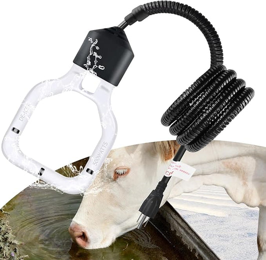 Kardeep 500W Bird Bath Heater, Cast Aluminum Submergible Stock Tank Heater De-icer Thermostatic Control Chicken Water Heater, Bird Bath Deicer for Winter Livestock