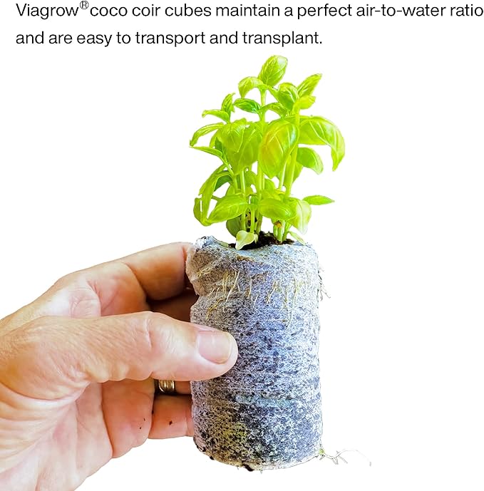 Viagrow Coco Coir Seed Starter Plugs, Sustainable Soil Pods, Expandable Coco Discs 50mm, 50-Pack