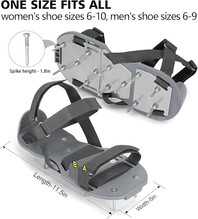Lawn Aerator Shoes for Grass - Pre-Assembled Grass Aerator Shoes for Lawn - Soil Yard Aerator Tool for Aerating Patio Garden, Gray