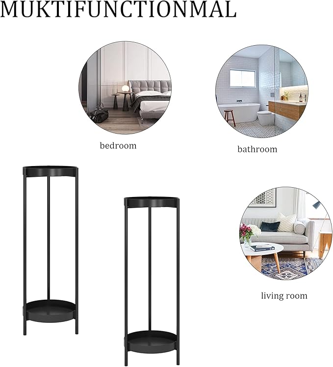 30" Plant Stand, 2 Tier Metal Flower Plants Holder with 2 Removable Display for Indoor or Outdoor,Pot Plant Planter Display(30 X 10in,Black)