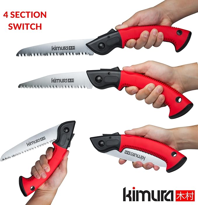 Kimura® 7" Pro Folding Pruning Saw - Heavy Duty Premium Japanese SK5 Steel Hand Saw, Ergonomic Soft Non-Slip Handle, Lightweight Foldable Saw Ideal for Branches, Trimming, Camping, PVC, Hiking, Wood