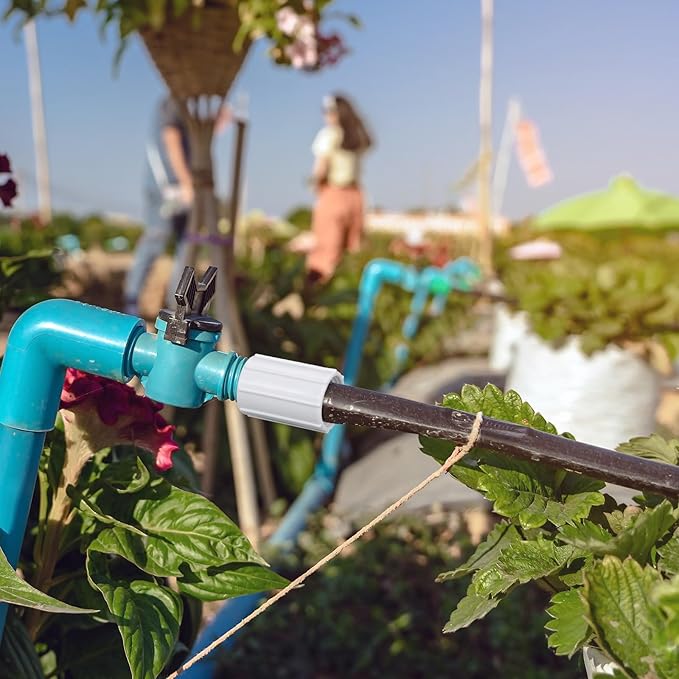 Yahenda 5 Pcs 1/2 Inch PVC Double Female Threaded Coupling Sprinkler Pipe Fitting Female Thread Pipe Fitting Garden Drip Irrigation System PVC Npt Coupler for Irrigation Tube Riser Extension (White)