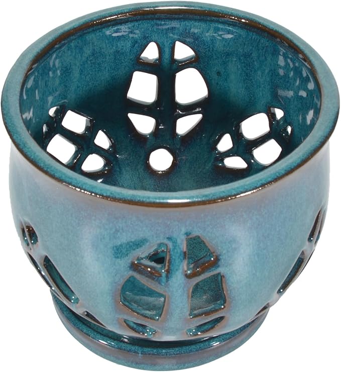 W&W Orchid Pot with Holes and Saucer for Repotting, Teal, 6.5 Inches