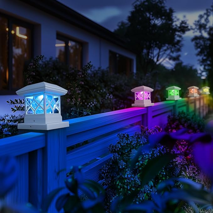 TWINSLUXES Solar Post Cap Light Outdoor, Waterproof LED Fence Post Solar Light, Solar Post Light, 3.5x3.5/4x4/5x5 Post for Patio, Deck Garden Decoration, Wooden or Vinyl Fence Deck Post