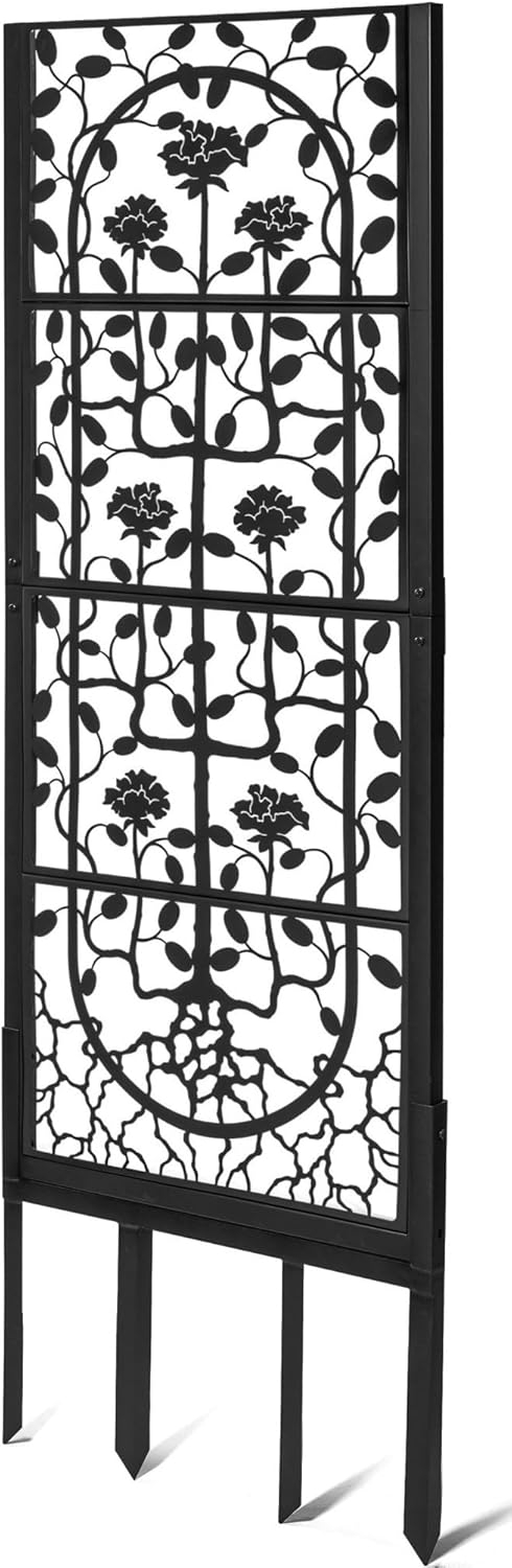 H Potter Trellis Privacy Screen (Trellis Screen Black w/Ground Spikes)