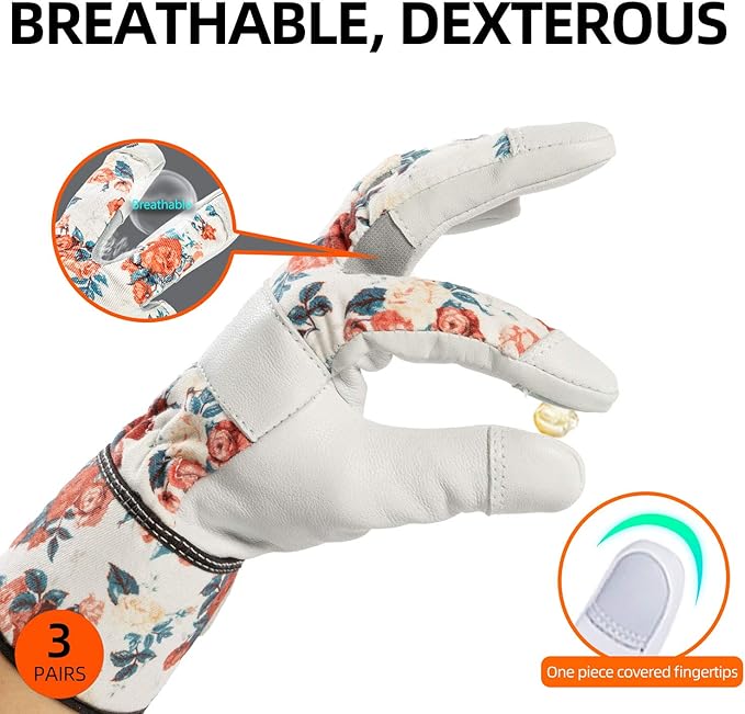 Vgo... Gardening Gloves for Women, Goatskin leather,Puncture Resistant Palm and Fingertips,Touchscreen(GA3561)