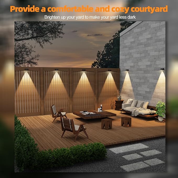 Solar Fence Lights,Fence Lights Solar Powered Waterproof IP65 Multicolor Led 12 Fixed Colors ＆RGB Color Changing for Pool, Deck, Patio, Porch, Stairs, Holiday (12)