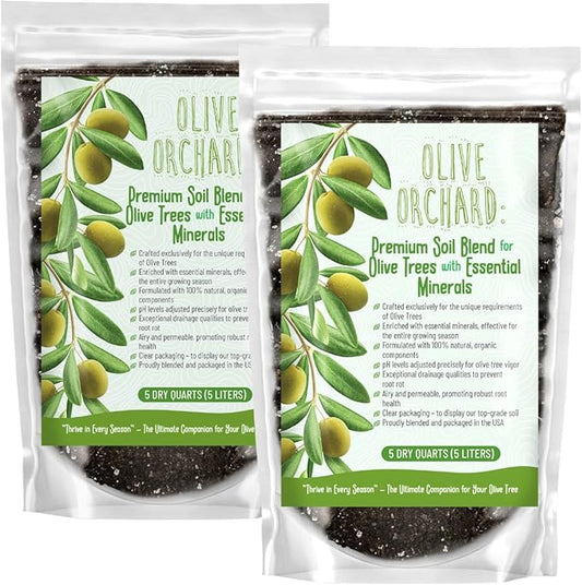 Organic Olive Tree Potting Mix – Fast-Draining, Nutrient-Rich Soil for Indoor & Outdoor Olive Trees – Mediterranean Plant Care – Long-Lasting Formula (10 QUARTS)