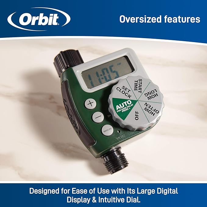 Orbit 62061N Single-Outlet Hose Watering Timer, 1 Outlet, Green