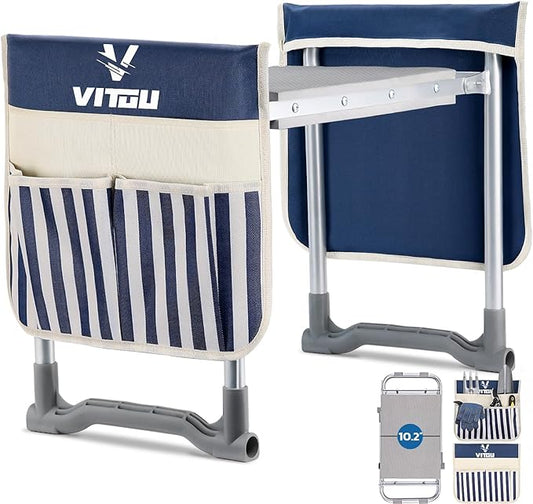 VITUU Garden Kneeler and Seat 2024 New Upgraded Heavy Duty Foldable Garden Stool Portable Garden Bench for Kneeling and Sitting with 2 Tool Pouches,Gardening Gifts for Women,Seniors,Parents
