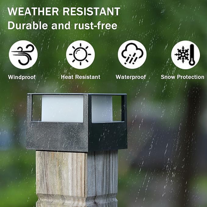 Viewsun 8 Pack Solar Post Cap Lights, Outdoor Garden Solar Powered Fence Post Cap Lights with SMD LEDs Waterproof Light Decorative for Fence Deck or Patio Decor, Fits 4x4, 5x5 or 6x6 Wooden Posts