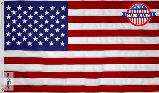 Carrot-Top Patriarch Polyester American Flag for Outside & Inside 4x6 - US Flag, Outdoor, United States Flag Made in USA, Heavy Duty w/Brass Grommets