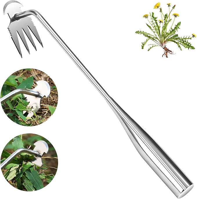 LANBOUY Weed Rake Puller Gardening Weed Garden Hand Weed Puller Tool, Yard Weed Puller Gardening Small Weeding Rake, for Lawn Farm Farming Remover Weed Puller