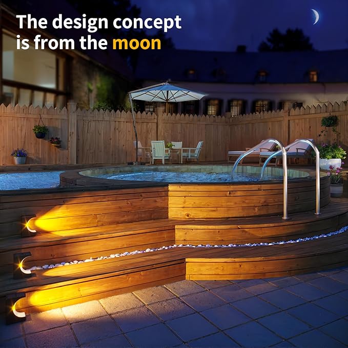 JSOT Step Lights - 8 Pack Solar Deck Lights Solar Step Light for Outside Decor Light for Outdoor Yard Patio Pathway