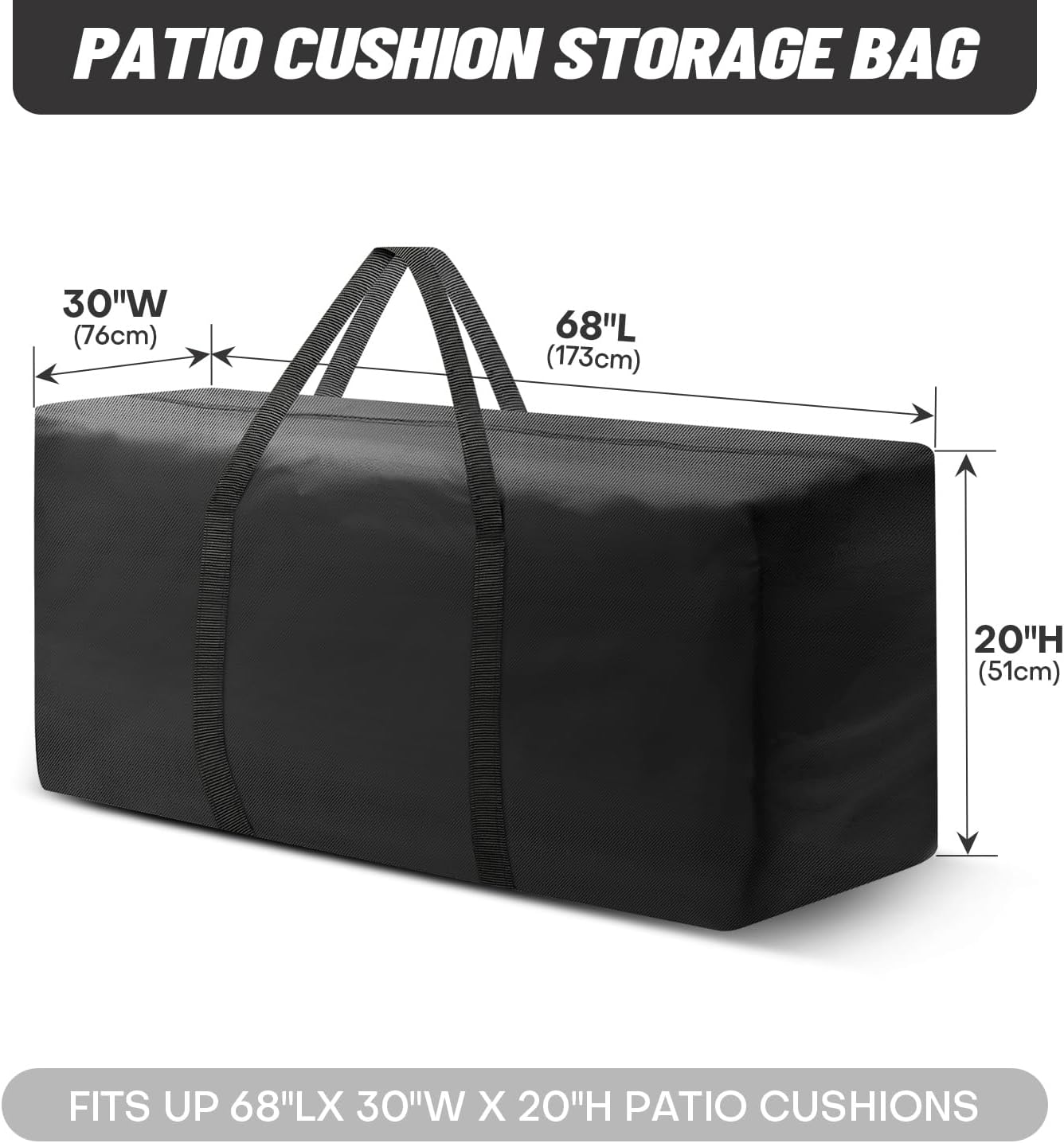 Outdoor Cushion Storage Bags 68 Inch Waterproof Extra-Large Patio Cushion Storage with Zipper & Padded Handle for Patio Furniture Christmas Tree