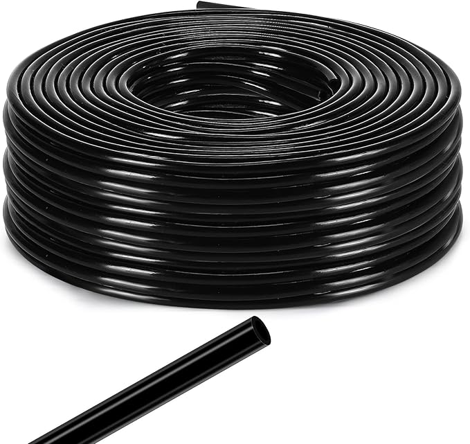 656 Feet 1/4 Inch Drip Irrigation Tubing Irrigation Hose Garden Watering Tube Line, Drip Line Watering Automatic Irrigation Equipment Set for Garden Irrigation System Flower Patio Lawn(Black)