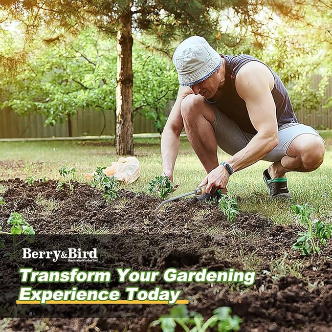 Berry&Bird Weed Puller Tool, Crack Weeder Cultivator Garden Hand Tools, Durable Curved Head Hook & Wooden Handle, Garden Digging, Edging, Planting Remover Tool for Patio Lawn Yard Moss Terrace Paving