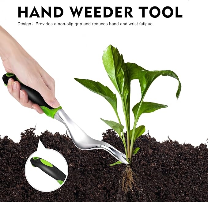 Stand Up Weed Puller,4-Claw Gardening Hand Weeding Tool with 39.4" Long Handle and 4 High-Strength Stainless Steel Claws,Dandelion Weeder,Easily Weeding Without Bending, Pulling, or Kneeling.