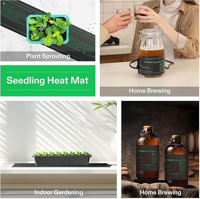 VIVOSUN 3" x 20" Seedling Heat Mat and Digital Thermostat Combo Set, UL & MET-Certified Heating Pad for Hydroponic, Kombucha Tea, Brewing, Fermentation & Plant Germination