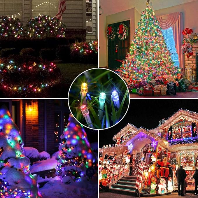 175Ft Christmas Lights Outdoor, 500 LED Christmas String Lights with 8 Modes, Timer, Waterproof Fairy Twinkle Lights for Christmas Party, Garden, Wedding, Holiday, Xmas Tree Decorations (Multicolor)