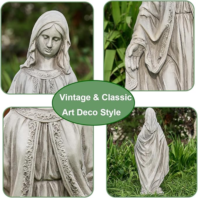 Virgin Mary Statue, Outdoor Garden Religious Decorations, Outdoor Mother Mary Statue, Garden Sculptures & Statues for Home Yard Patio Lawn Deck Hallway