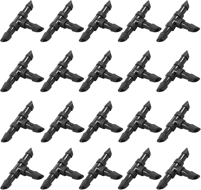 150 Pcs Barbed Connectors Drip Irrigation, Barbed Tee Fittings Drip Irrigation for 1/4 Inch Drip Tubing, Irrigation Tee for Drip or Sprinkler System(Black)