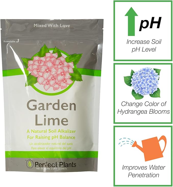 Perfect Plants Garden Lime Soil Amendment 2 qt. | Calcium Carbonate Rich for Horticultural Use | Garden, Lawn, & Potted Plants | Turns Acid Medium Basic (2 qt.)