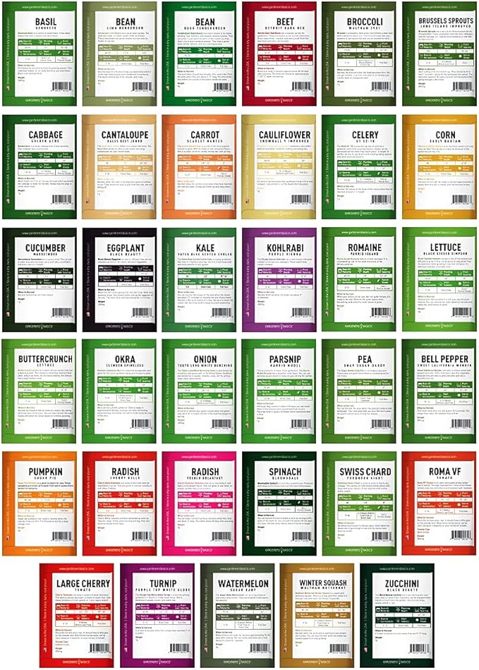 Survival Vegetable Seeds Garden Kit Over 16,000 Seeds Non-GMO and Heirloom, Great for Emergency Bugout Survival Gear 35 Varieties Seeds for Planting Vegetables 35 Free Plant Markers Gardeners Basics