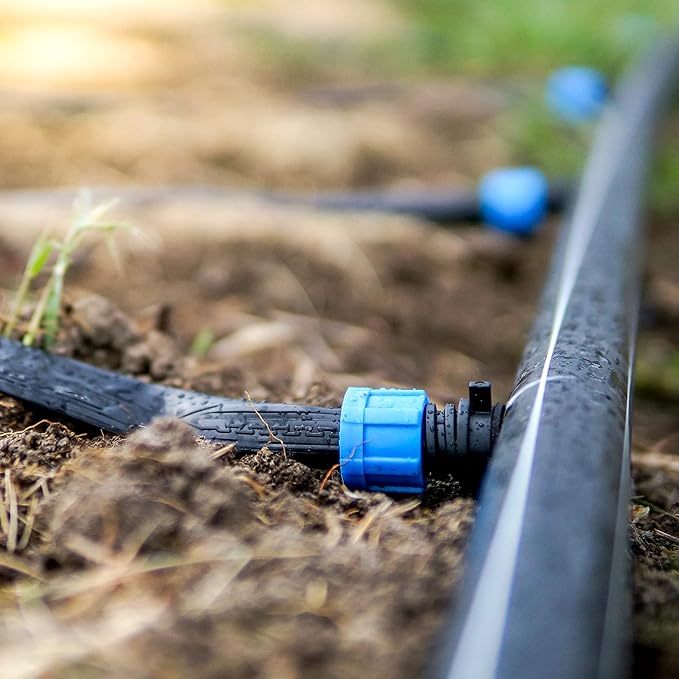 MECCANIXITY Drip Irrigation Tubing Coupling G1/2 Male Thread 16mm Barbed Locking Fitting for 16mm Drip Tape Tubing Sprinkler System Blue Pack of 10