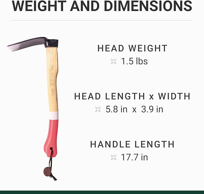 Adler - The Ivy Garden Hoe, Heavy Duty Yard Tool Lawn Care, Loosening Soil, Weeding, and Digging, Steel Head 3.9 inches, Wood Handle 17.7 inches (Mocha)