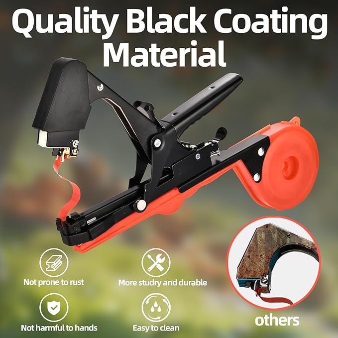 SUCA Plant Tying Machine, Plant Tape Cattle Panels for Garden,Plant Vine Tying Tool with 10000pcs Staples 21 Rolls Tape Plant Tape Gun for Grapes,Tapener (tapetool set1pcs), Red