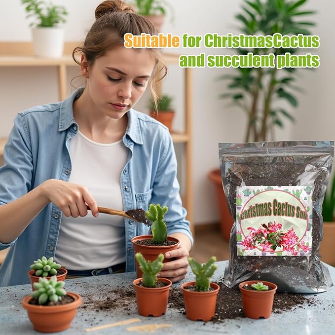 Christmas Cactus Potting Soil Mix 10qt, Ideal for Succulents, Christmas Cacti, and Other Indoor Potted Plantings