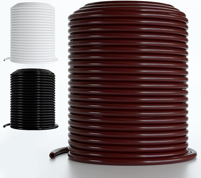1/4 Drip Irrigation Tubing, 50 Feet, Flexible PVC Plastic Drip Irrigation Hose for Gardening, Misting, Hydroponics and DIY Landscape Garden Projects, Blank Distribution Tubing (50ft, Brown)