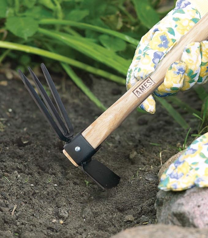 AMES 1994800 Steel Hoe/Cultivator with Wood Handle, 14 Inch