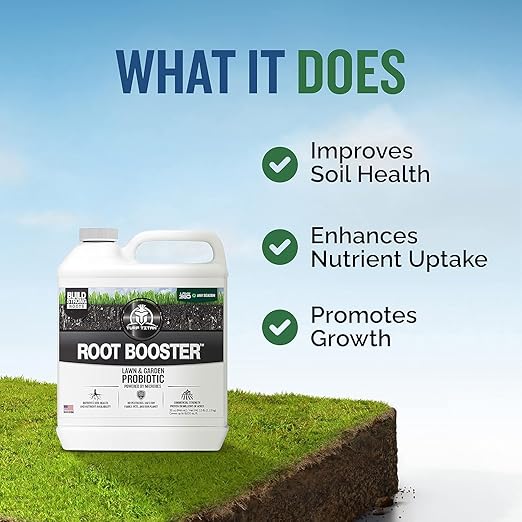 Turf Titan Root Booster - Made in USA, Soil Conditioner and Probiotic and Micronutrient Booster for All Lawn, Plants, Flowers, Trees, Shrubs, Better and Richer Garden Soil, Lawn Care - 2.5 Gallon