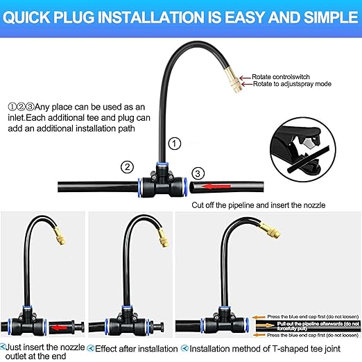 Drip Irrigation Kit,Automatic Garden Watering System with Timer, New Quick Connectors and 360-degree Bending Dropper Atomizing Copper Nozzles for Watering System for Garden Plant Lawn Patio. (Timer)