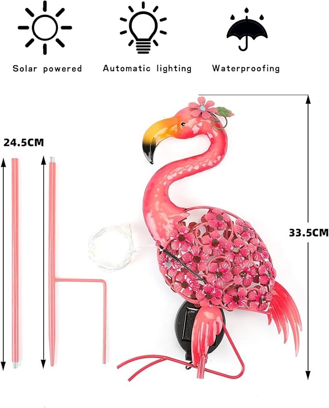 Flamingo Decor-Solar Garden Decor,Pink Flamingos for Yard-Patio Lawn Balcony Backyard Decorations,Flamingo Birthday Gifts for Women
