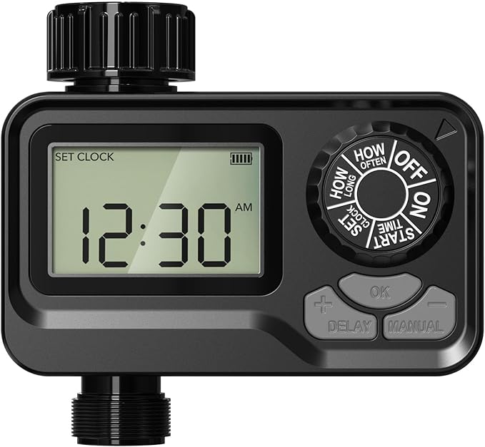 BN-LINK Sprinkler Timer Outdoor, Programmable Water Timer with Rain Delay, Automatic Irrigation System for Lawns & Garden Hoses - Waterproof Manual Controller with Large LCD Display, 1 Outlet