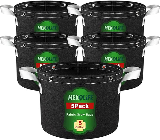 Grow Bags - Potato Grow Bags - Thickened Fabric Pots - Large Grow Bags - Tomato Vegetables Grow Bags (5 Pack(5 Gallon))
