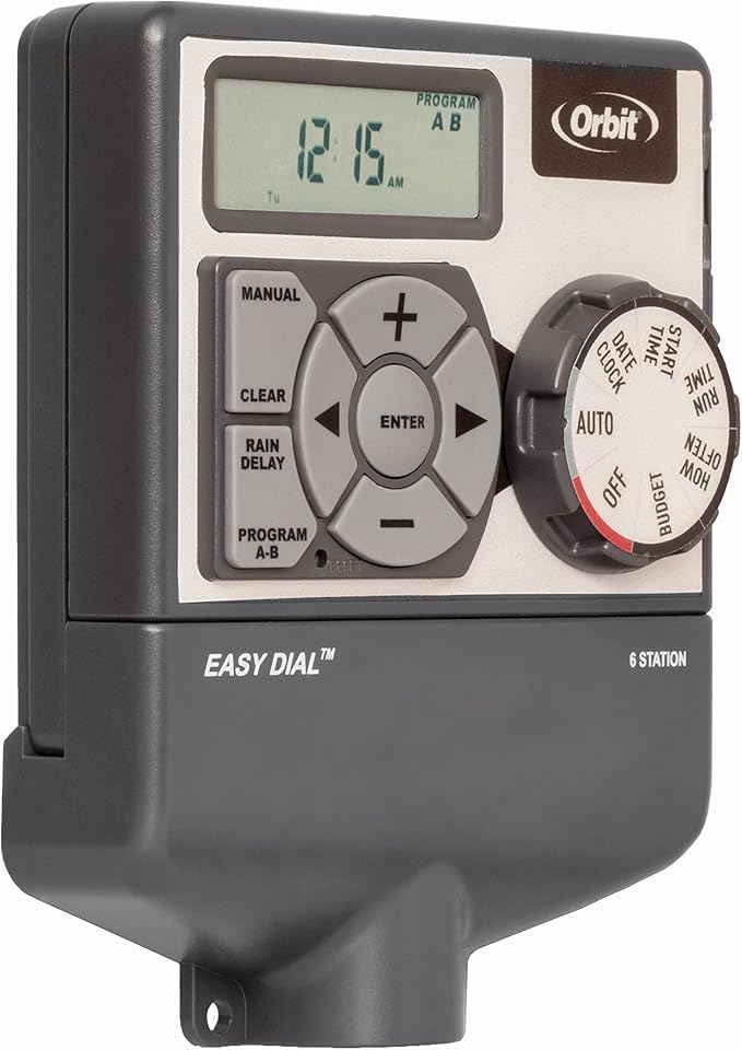 Orbit 28966 Easy Dial 6-Station Indoor Sprinkler Controller Gray