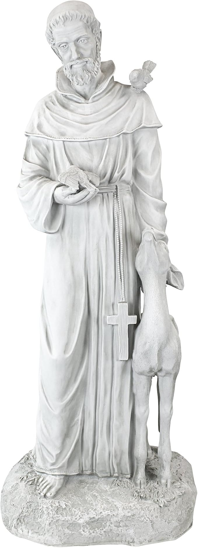 Design Toscano Francis of Assisi, Patron of Animals Religious Garden Decor Statue, 37 inches Tall, Cast Stone Resin, Antique Stone Finish