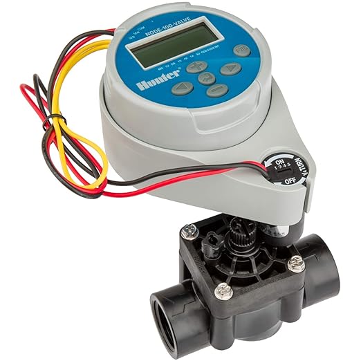 Hunter Sprinkler NODE100 NODE-100 Battery Controller with Solenoid, Small, Blue,Grey