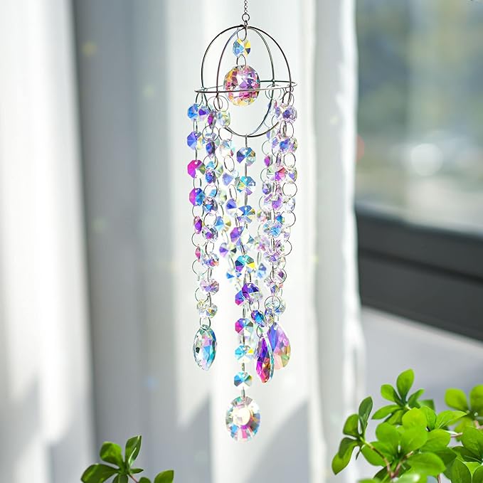 Sun Catchers with Crystals Rainbow Maker Hanging Crystals Prisms Suncatcher for Window - Crystal Chandelier Wind Chimes Sun Catchers Indoor Window Decorations