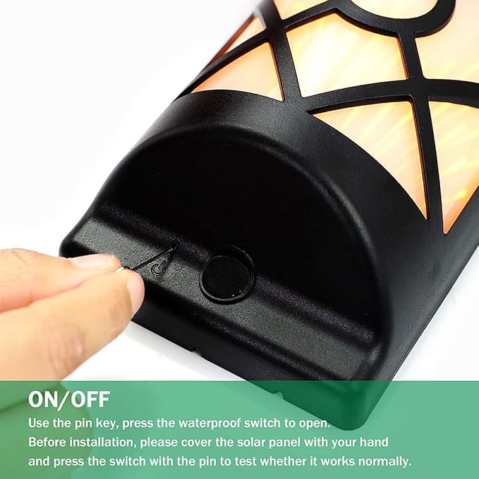 Solar Flame Lights Outdoor, Realistic 3D Flickering Flames with 66 Ultra-Bright LEDs - Waterproof Wall Mount Lanterns for Deck, Fence, Patio, Garden, Auto On/Off (4-Pack Value Set)