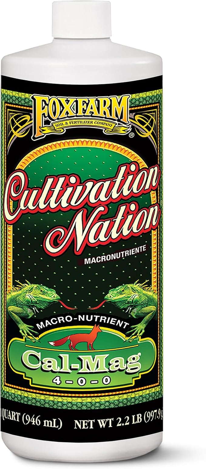 Fox Farm Cultivation Nation Cal-Mag Supplement - Formula with 3% Calcium & 1% Magnesium for Flowering & Fruiting, Ideal for Hydroponics, Soil, & All Growing Environment, NPK 4-0-0 (1 Quart)