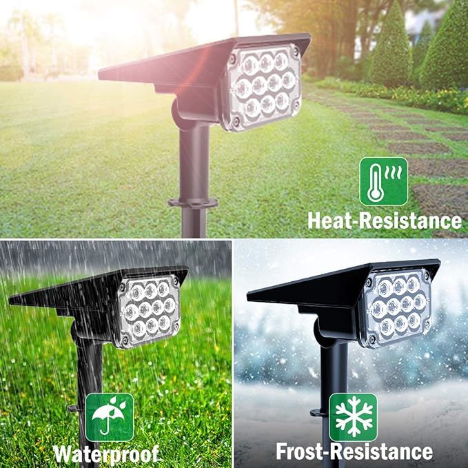 T-SUNUS Green Solar Spot Lights Outdoor Waterproof IP65, Landscape Spotlights 2 Modes Dusk to Dawn for Accent Uplighting Christmas Halloween St. Patrick's Day Tree Yard Statue Graveyard Driveway Flag