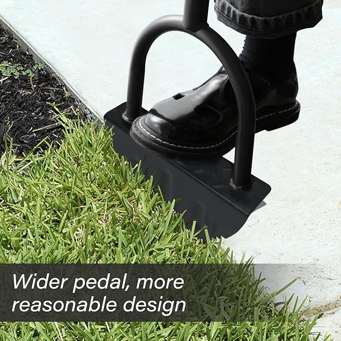 Manual Edger, Half Moon Edger, Saw-Tooth Garden Edger Hand with Steel Long Handle, Lawn Edger for Garden Sidewalk Flower Beds